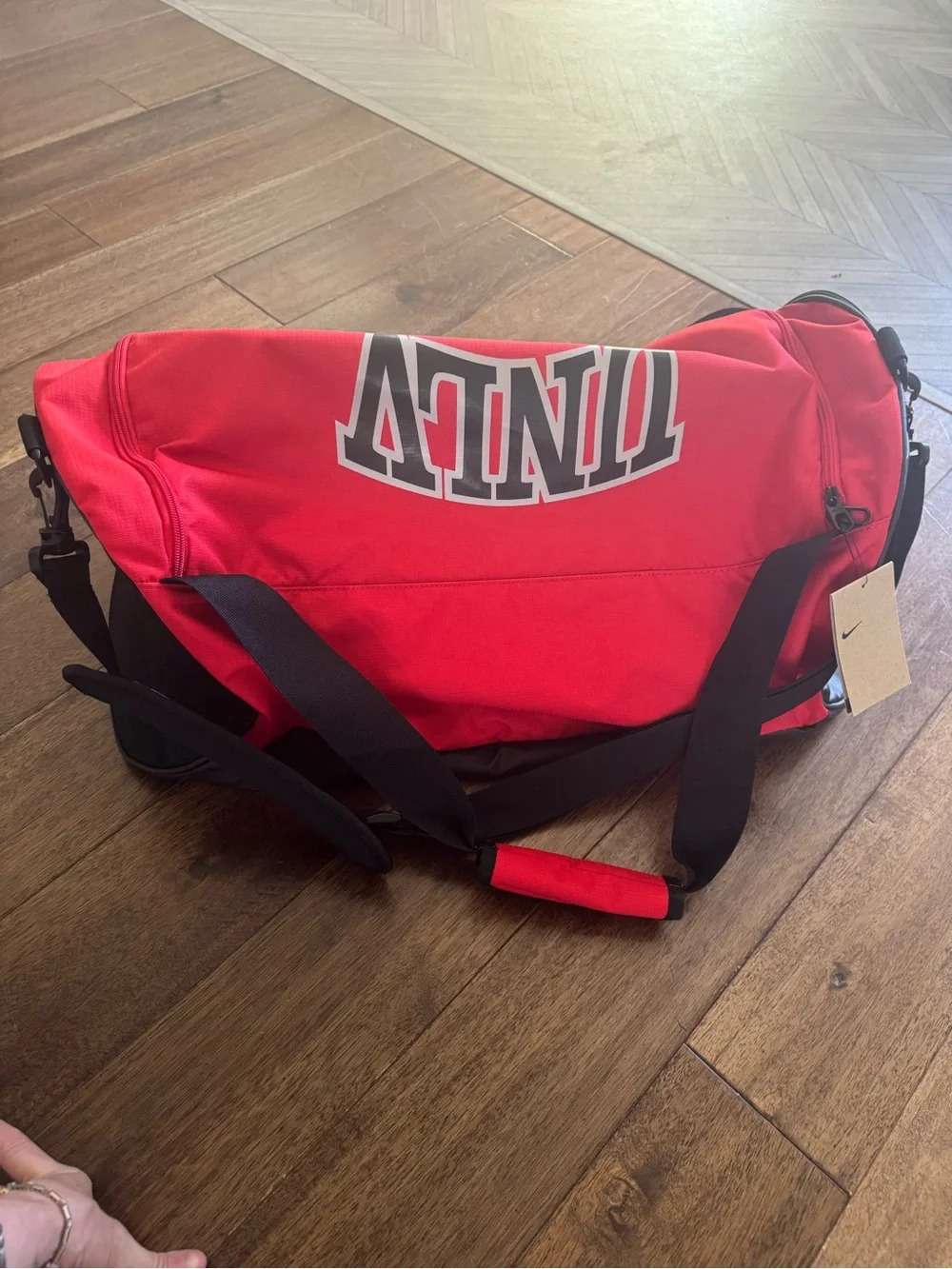 Nike Red UNLV Duffel Bag with Black Straps